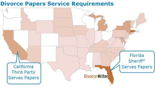 serving divorce papers map
