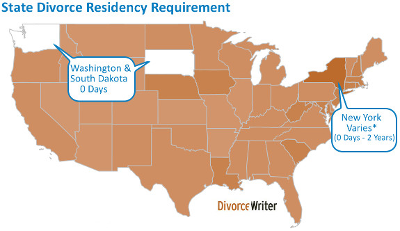 Divorce Minimum Residency Requirement Map